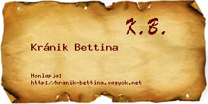 Kránik Bettina névjegykártya